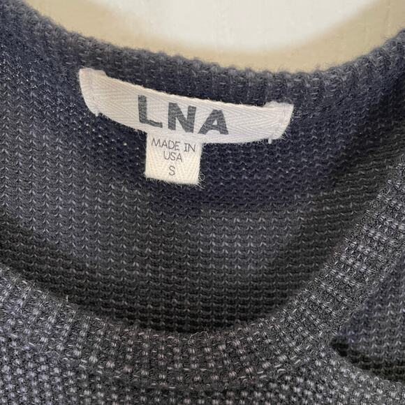 LNA Revolve Waffle Desert Crew Top Black Cutout Neck Long Sleeves S - Picture 3 of 5